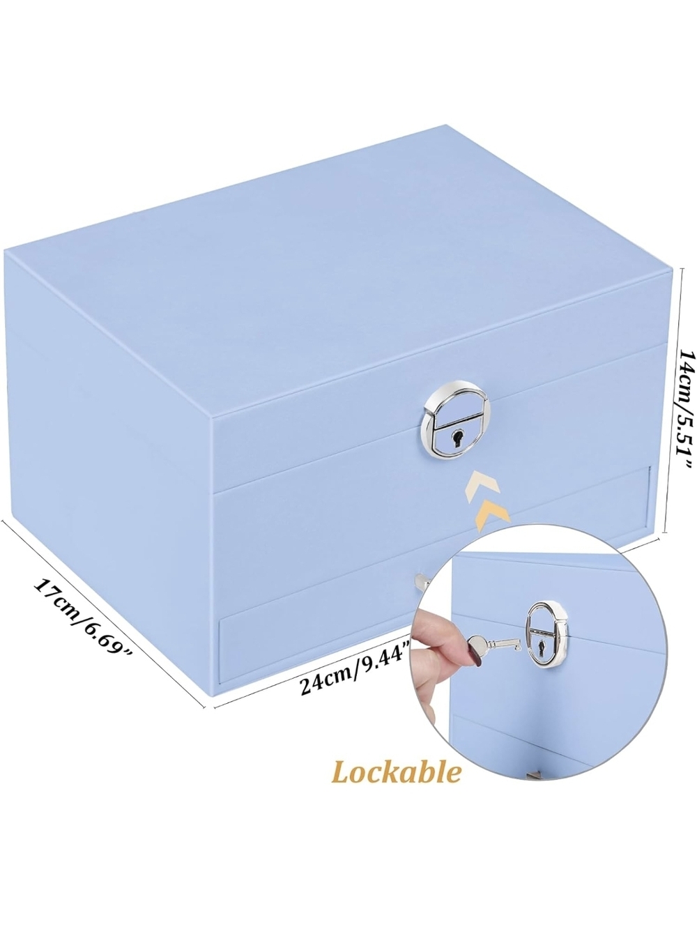 Blue Jewelry Organizer Box with Multiple Trays New - Picture 1 of 7